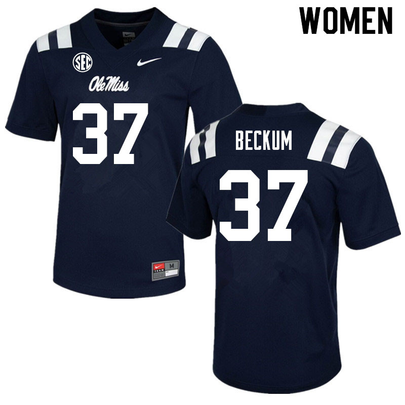 DJ Beckum Ole Miss Rebels NCAA Women's Navy #37 Stitched Limited College Football Jersey VCY5058NJ